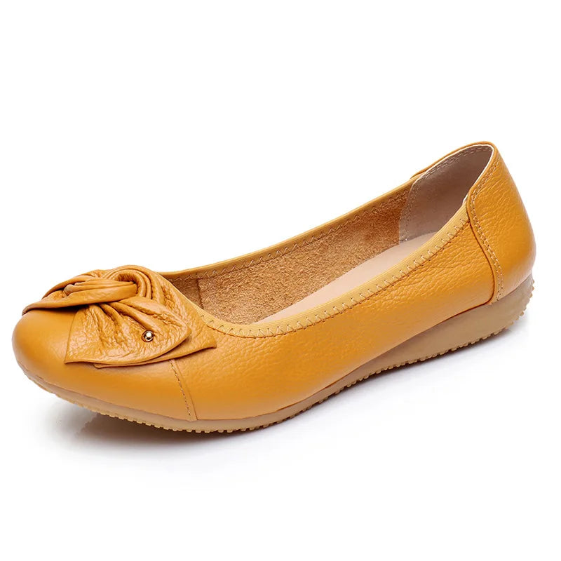 WOIZGIC Mocassins plats en cuir véritable pour femme, chaussures d'été à bout rond, pointures 35-43, ZBM-1108
