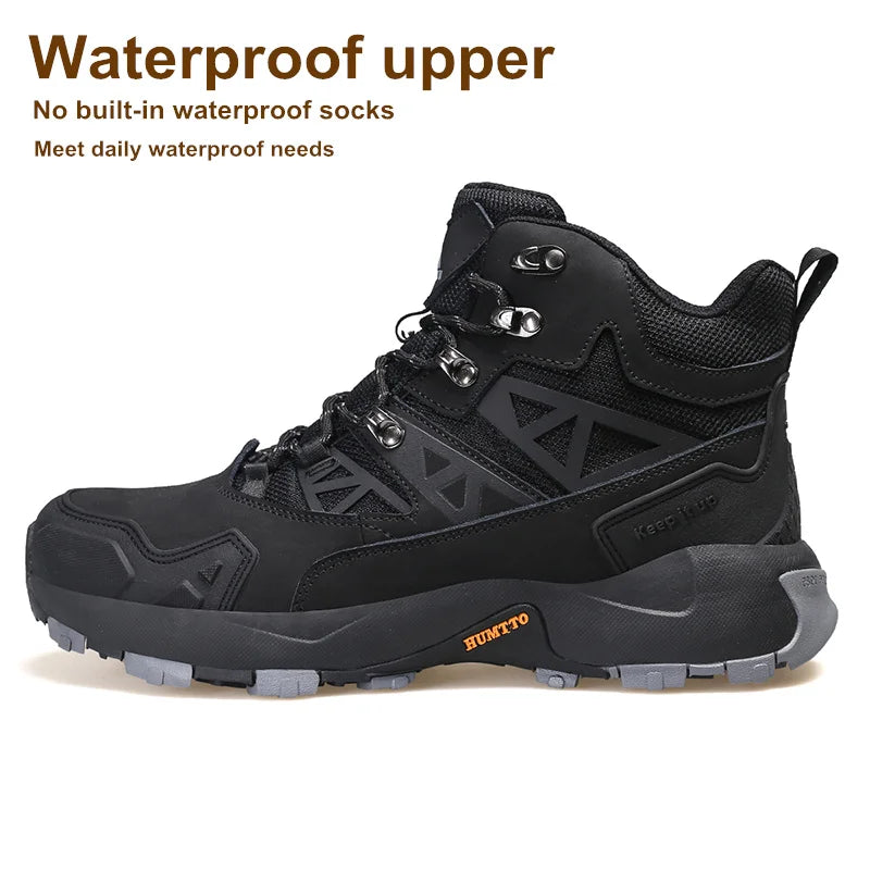 HUMTTO Waterproof Hiking Shoes Winter Leather Hunting Trekking Sneakers for Men Outdoor Sport Walking Tactical Safety Boots Mens