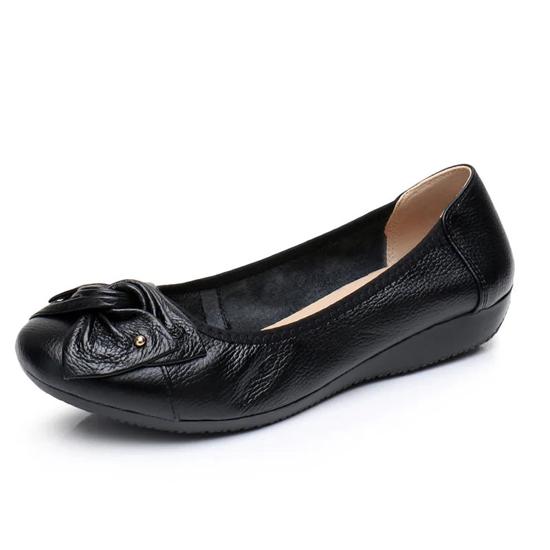 WOIZGIC Mocassins plats en cuir véritable pour femme, chaussures d'été à bout rond, pointures 35-43, ZBM-1108