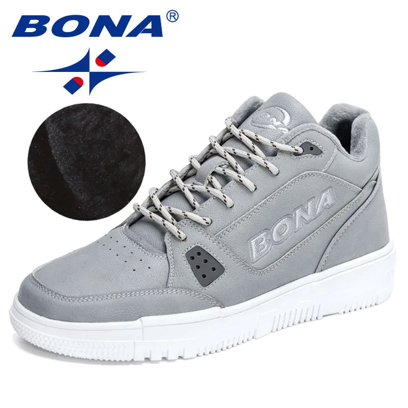 BONA 2022 New Designers Winter Sneakers Breathable Warm Plush Casual Shoes Men Flat Shoes Man Anti-Slip Platform Shoe Mansculino