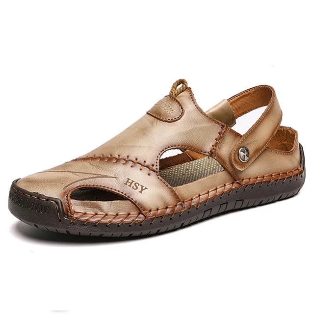 Sandales d'été classiques en cuir pour hommes, sandales romaines 2024, pantoufles d'extérieur, baskets de plage, tongs en caoutchouc, sandales de randonnée aquatique pour hommes