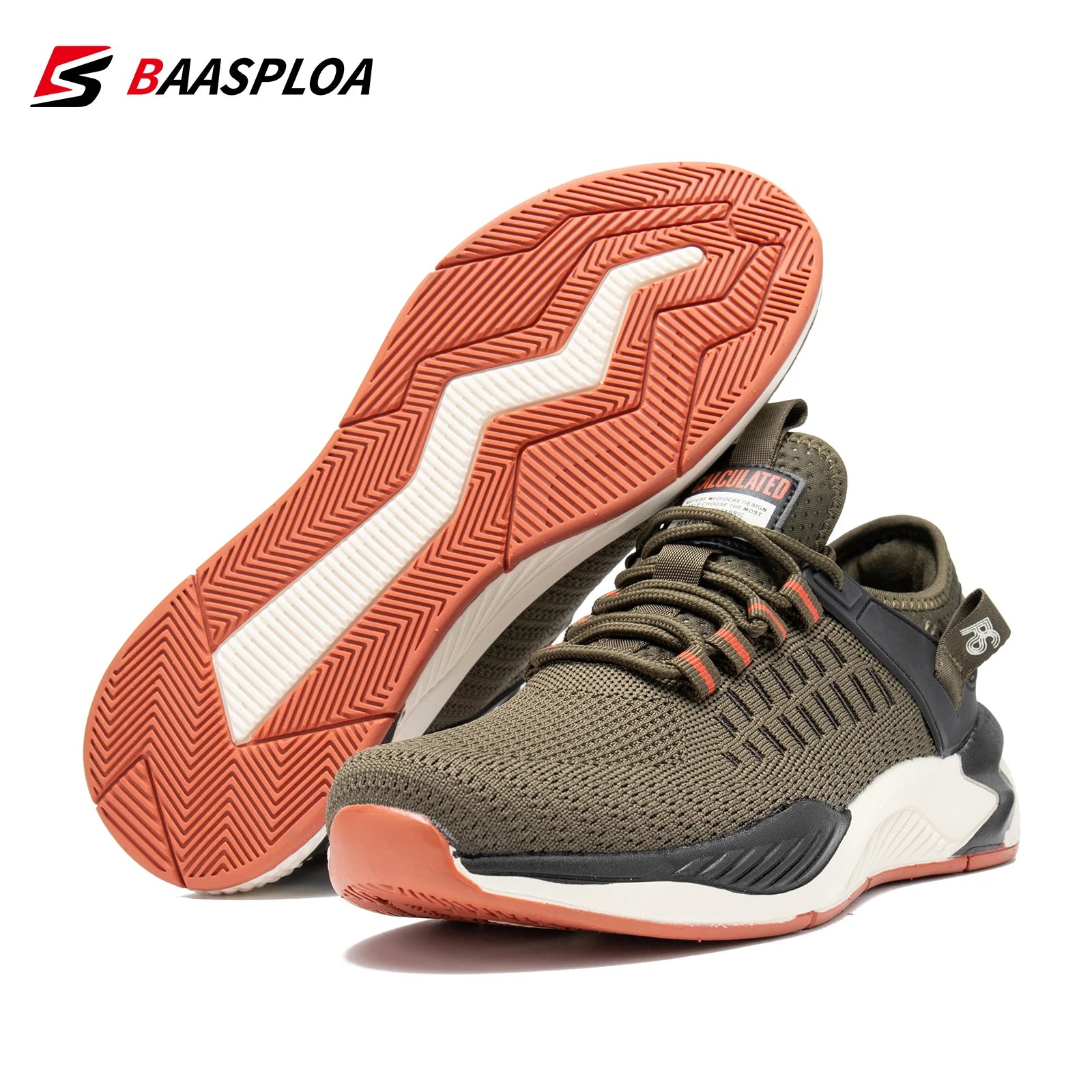 Baasploa Men Running Shoes Casual Lightweight Breathable Mesh Lace-Up Sneakers Male Outdoor Non-Slip Sports Tennis Shoes