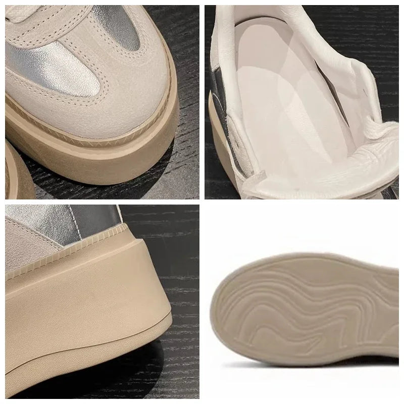 Fujin 8cm Microfiber Leather Women Fashion Sneakers Platform WedgeAutumn Spring Hidden Heels New Booties Vulcanize Shoes