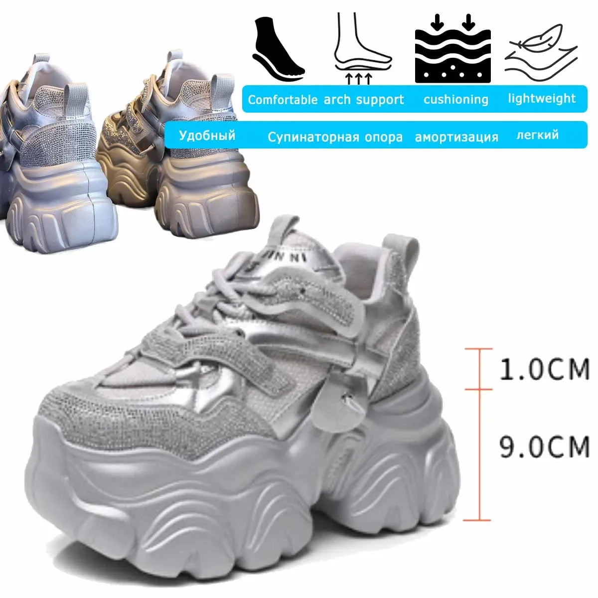 Koznoy 10cm Air Mesh Microfiber Leather Vulcanize Platform Wedge Flats Comfy Summer Chunky Sneaker Hollow Women Sandals Shoes