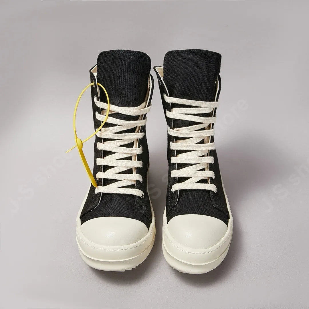 Classic Black Canvas Shoe Brand R-o Shoe Men High Top Shoes Women Casual Shoes Sneaker Luxury Ankle Boot Lace Up Flat Boots