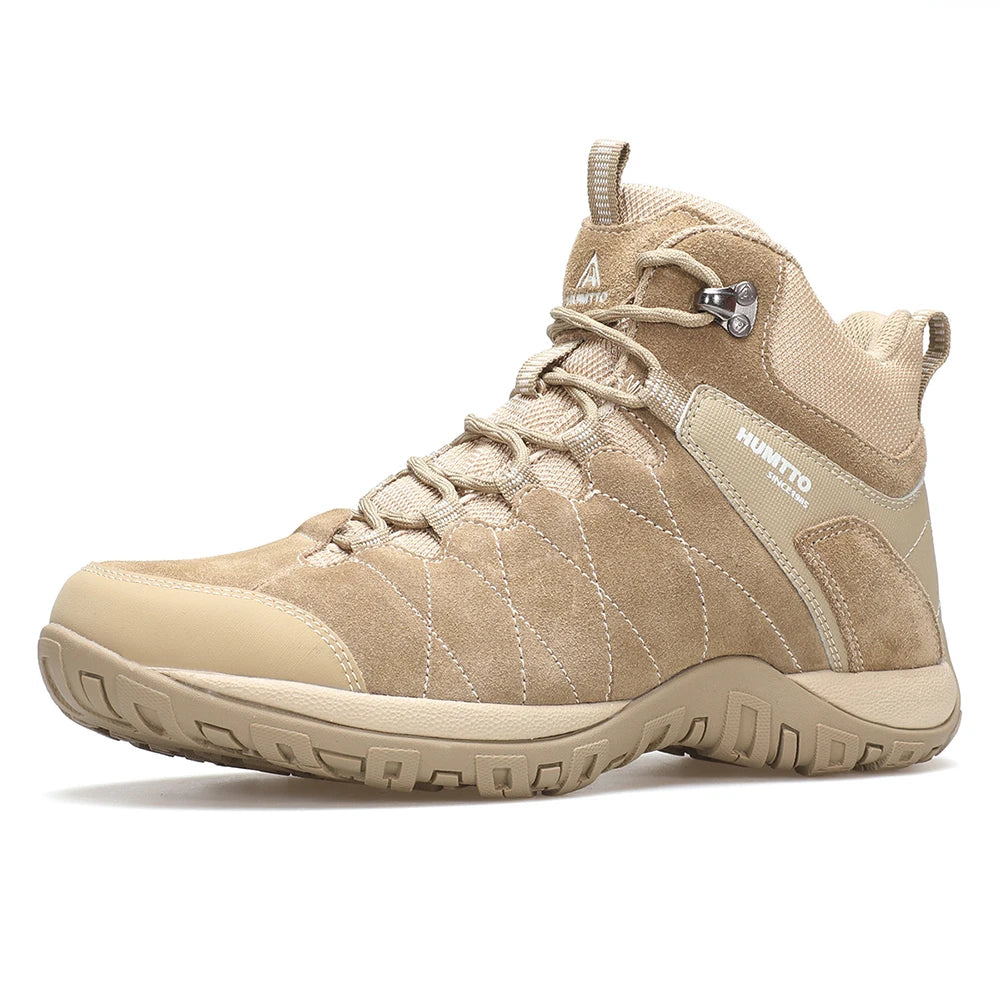HUMTTO Chaussures de randonnée respirantes en cuir véritable pour hommes, chaussures de sport antidérapantes pour hommes, baskets de sécurité d'extérieur pour l'hiver