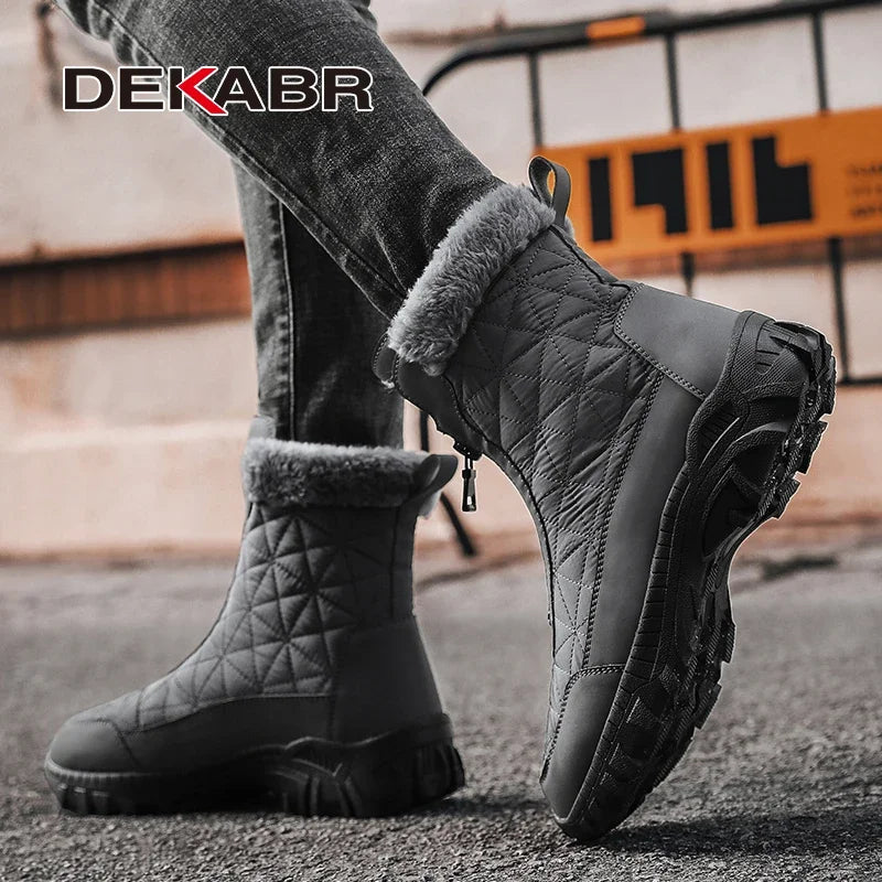 DEKABR Brand Quality Men's High-Top Snow Boots Breathable Waterproof Cloth EVA Non-Slip Keep Warm Plush Men's Ankle Boots