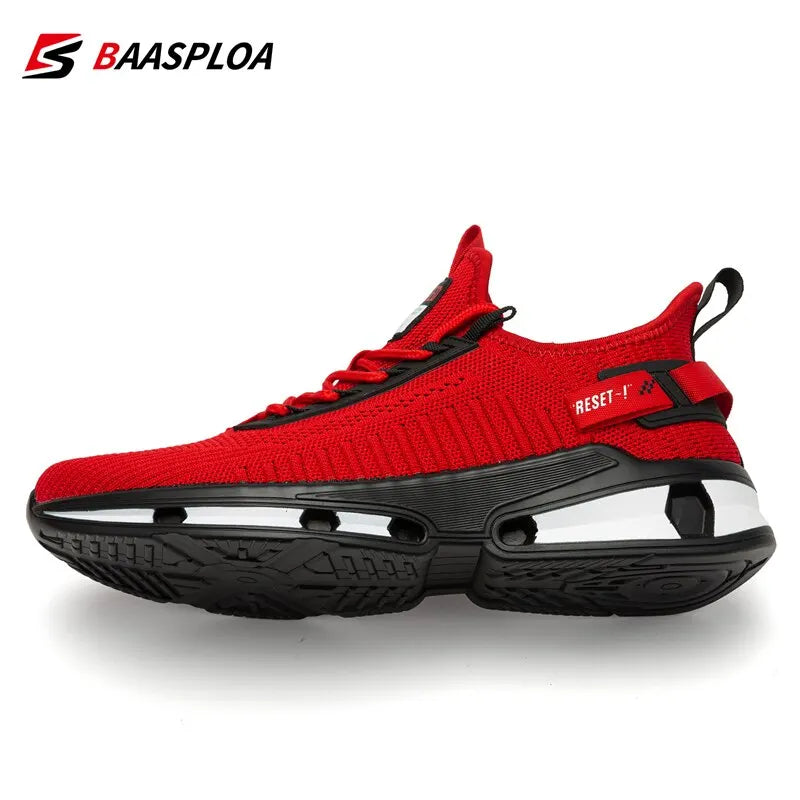 Baasploa New Men Sneakers Comfortable Knit Walking Shoes Breathable Fashion Sneaker Anti-Slip Shock-Absorbing Casual Shoes