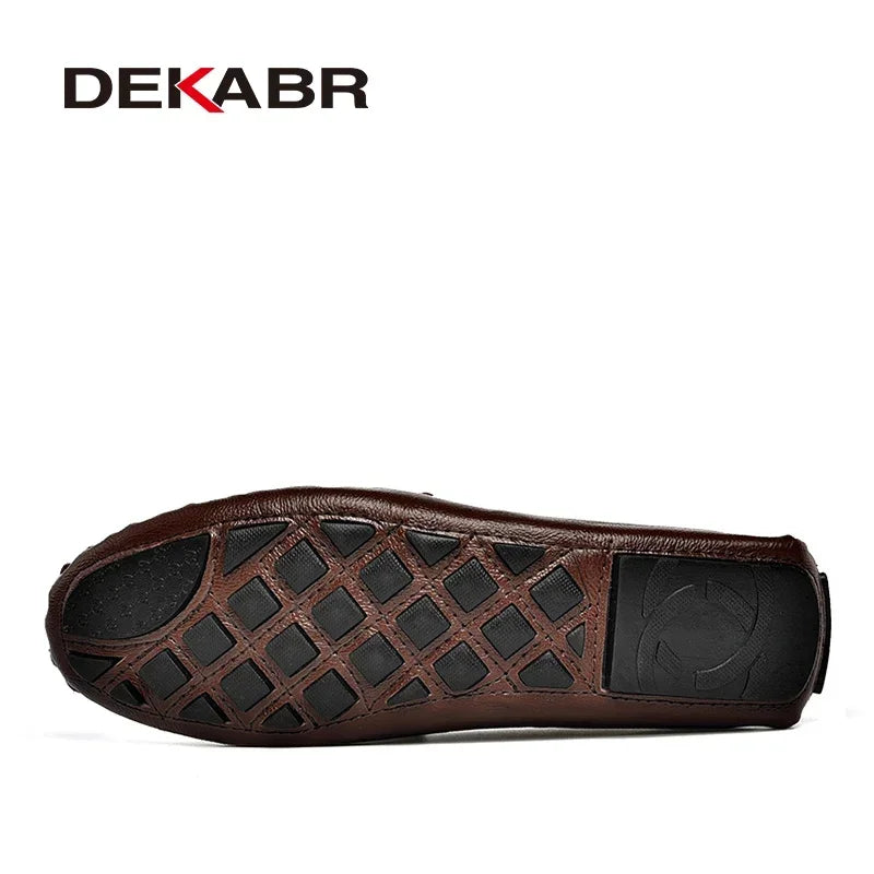DEKABR Leather Men Shoes Casual Men Fashion Breathable Driving Shoes Designer Men's Loafers Handmade Moccasins Plus Size 38-47