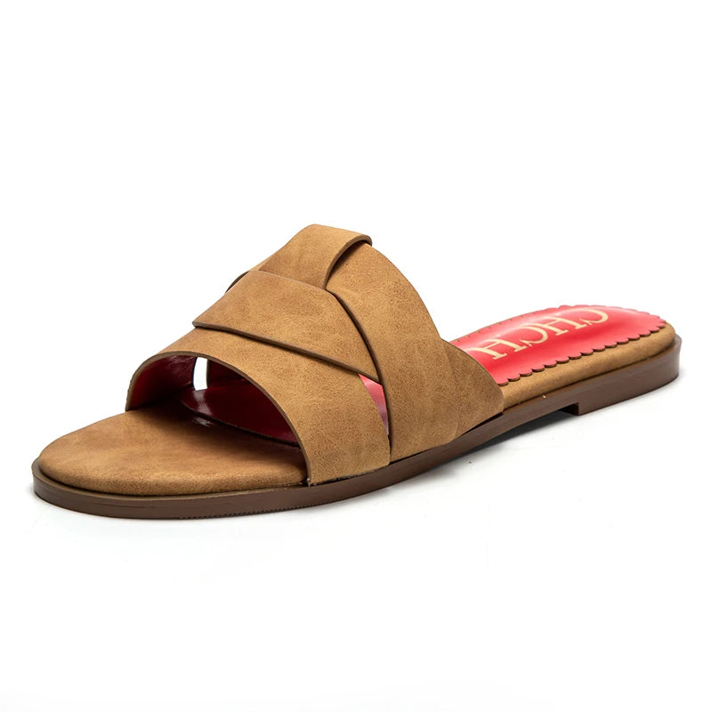Women's Slippers PU Material Outdoor Flat Bottom Beach Tourism Summer Women's Slippers luxury brand 2024 summer