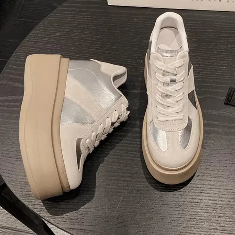 Fujin 8cm Microfiber Leather Women Fashion Sneakers Platform WedgeAutumn Spring Hidden Heels New Booties Vulcanize Shoes