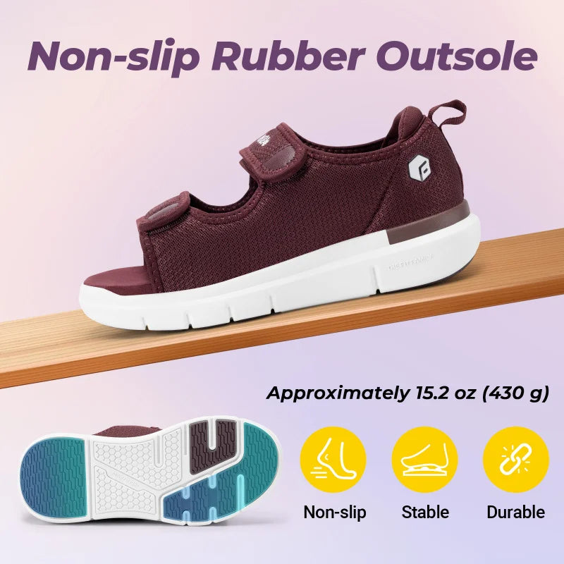 FitVille Women'S Diabetic Wide Sandals With Arch Support Adjustable Straps Lightweight Casual Women Flat Shoes