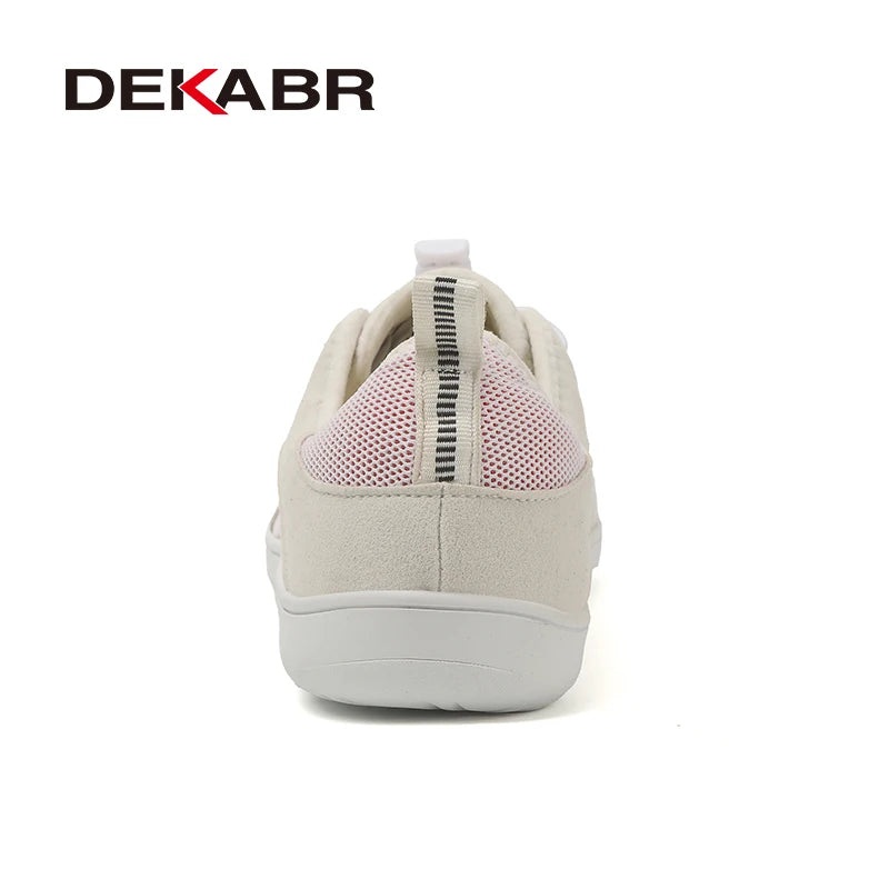 DEKABR Couple Casual Shoes Minimalist Lace-Up Lightweight Simplicity Mesh Breathable Non-Slip Men Wide Barefoot Flat Sneakers
