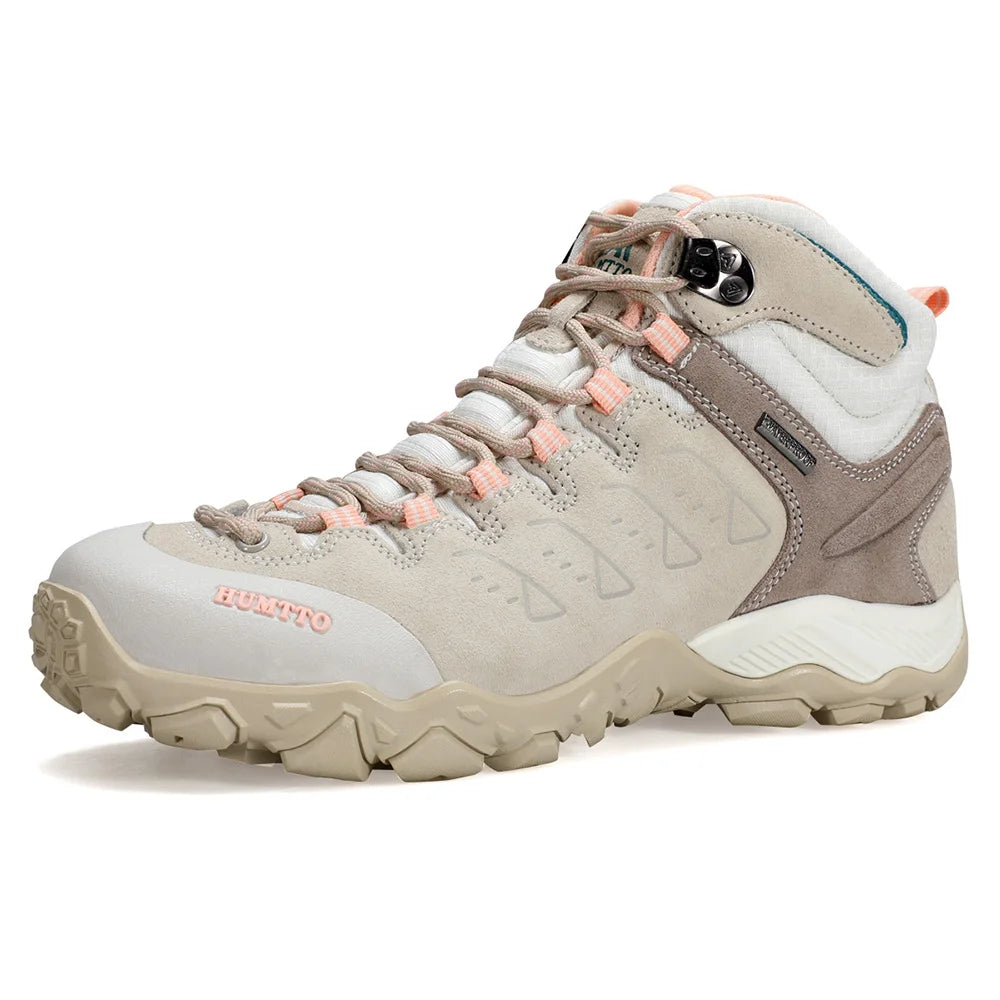HUMTTO Chaussures de randonnée en cuir pour femmes, baskets de sport antidérapantes, respirantes et de sécurité pour l'hiver