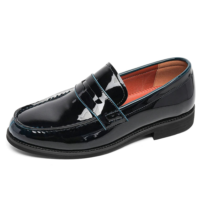 STRONGSHEN Luxury Designer Man Pointed Dress Shoes Mens Slip on Genuine Patent Leather Wedding Shoes Glossy Oxford Formal Shoes