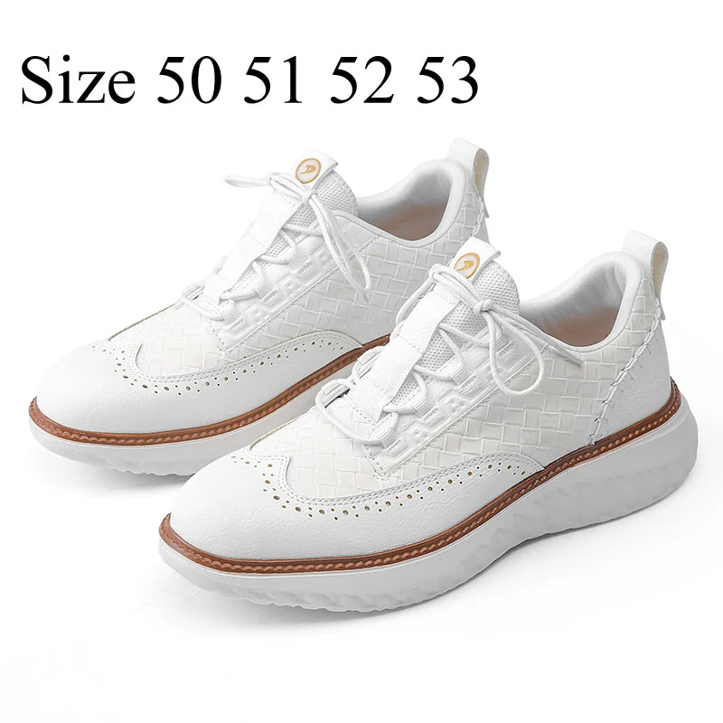 Plus Big Size 50 51 52 Mens Brogues Leather Casual Shoes Thick Soles 5cm British Style Fashion Italian Luxury Brand Designers