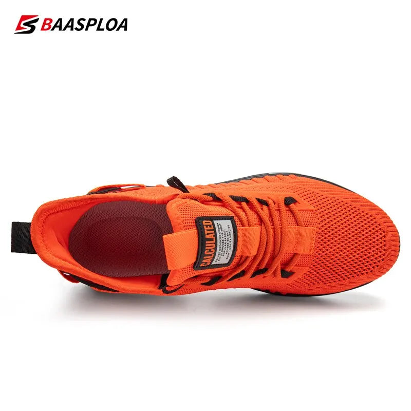 Baasploa New Men Sneakers Comfortable Knit Walking Shoes Breathable Fashion Sneaker Anti-Slip Shock-Absorbing Casual Shoes