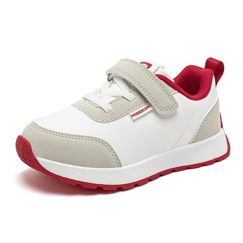 HOBIBEAR Kids Running Shoes Boys Girls Non Slip Casual Sneaker Hook Loop Artificial Leather Walking Shoes
