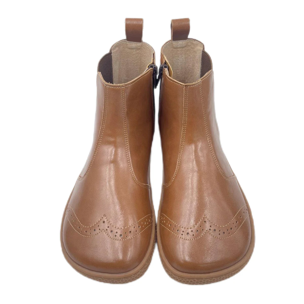 Tipsietoes Chelsea Barefoot Autumn Genuine Leather Boots With Leather Linning Inside Women Wider Toes Box Zero Soft Drop Sole