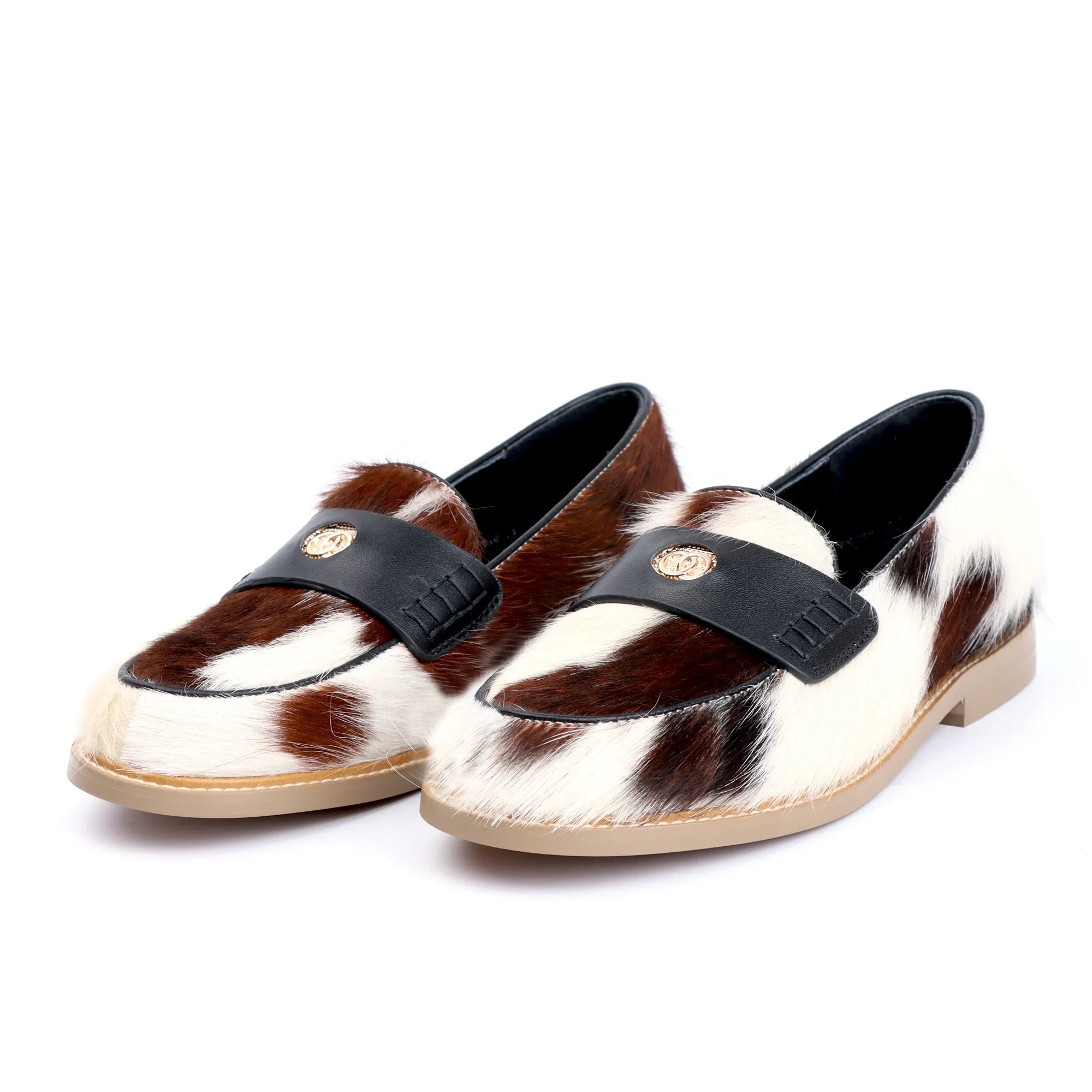 leather Calf Hair Loafers for Women Luxury Brand 2024 Slip on Penny Loafers Woman Flat Designer High Quality Shoes