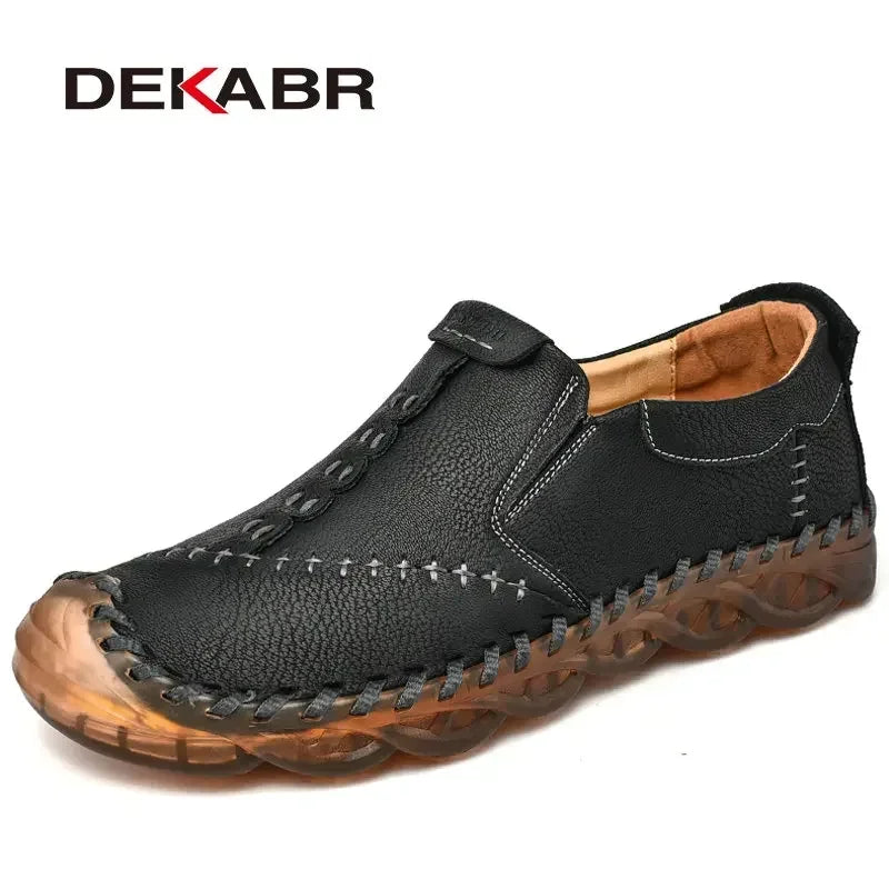 DEKABR Fashion Casual Men Shoes Leather Handmade Driving Shoes Adult Brand Mens Loafers Soft Slip-on Men Footwear Size 38~46