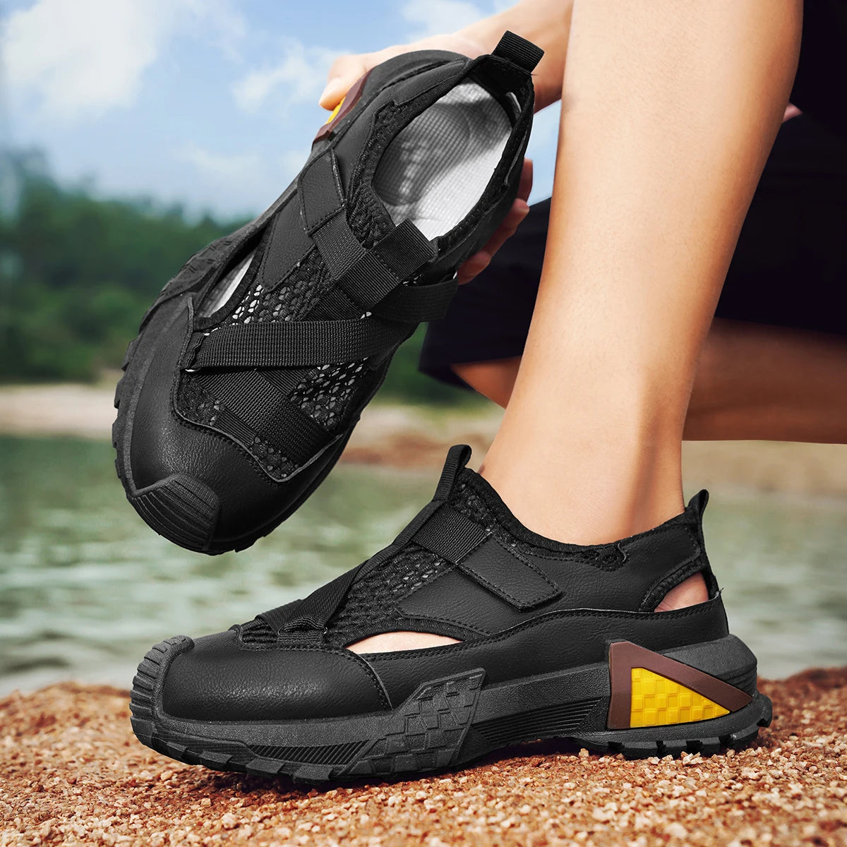 STRONGSHEN Summer Men Casual Shoes Slip on Men Hollow Out Walking Loafers Outdoor Boat Shoes Breathable Sneakers Zapatos Hombre