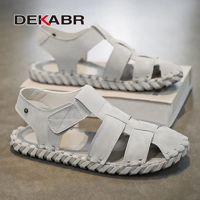 DEKABR Handmade Men Sandals Leisure Beach Shoes Fashion Boy Luxus Pu Leather Big Plus Size 38-46 Shoes Men