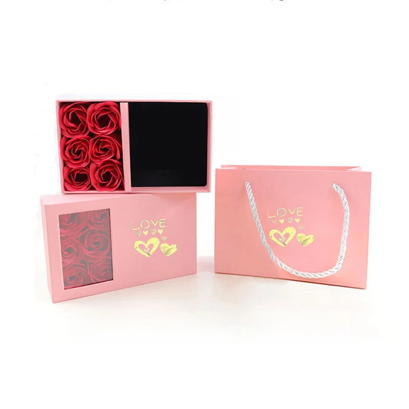 Luxury Red ZIrcon Heart Necklace With 6 Roses Gift Box For Mother Girlfriend Birthday Holiday Gifts 2024 Romantic Accessories