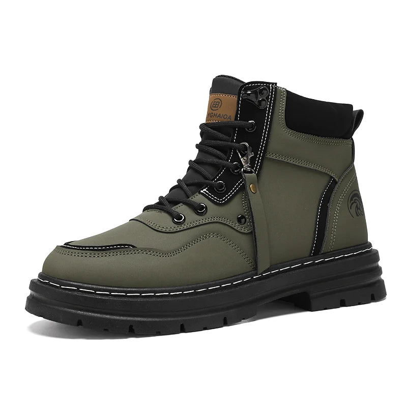 STRONGSHEN Spring Autumn Men  Ankle Boots Outdoor Non-slip Classic Design High Top Motorcycle boot Casual Shoe Botas Para Hombre