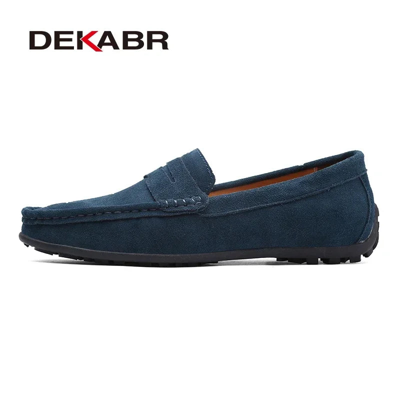 DEKABR Brand Fashion Summer Style Soft Loafers Genuine Leather High Quality Flat Casual Shoes Breathable Men Flats Driving Shoes