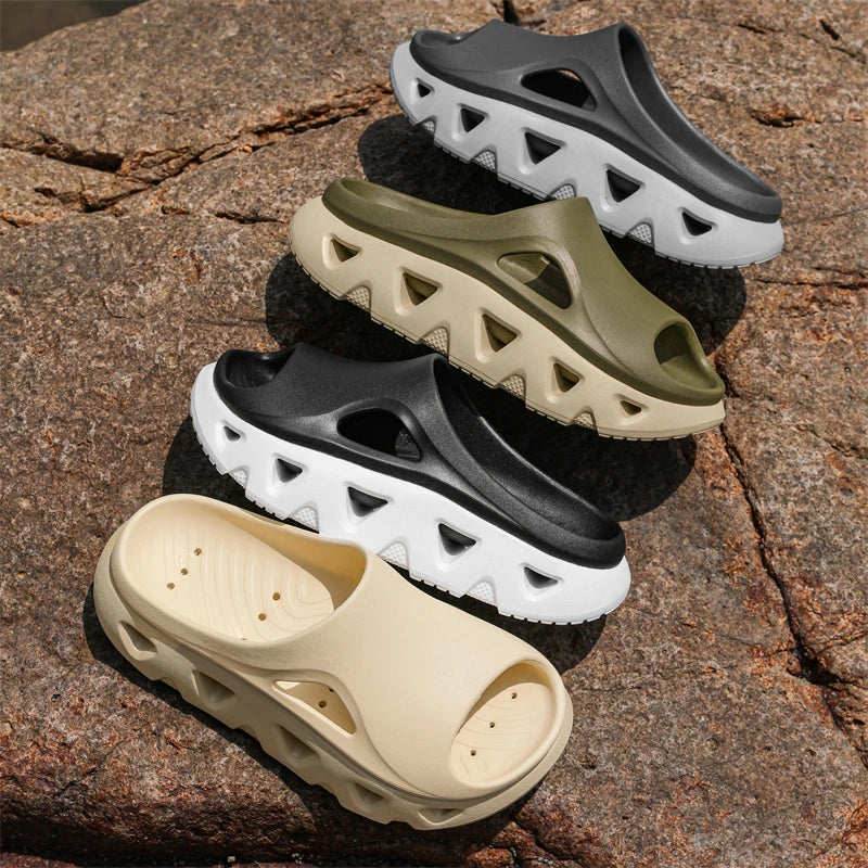 STRONGSHEN Trendy Men's Slippers Summer Outdoor Casual Thick Soft Platform Slippers Indoor Shower Bathroom Slippers Casual Shoes
