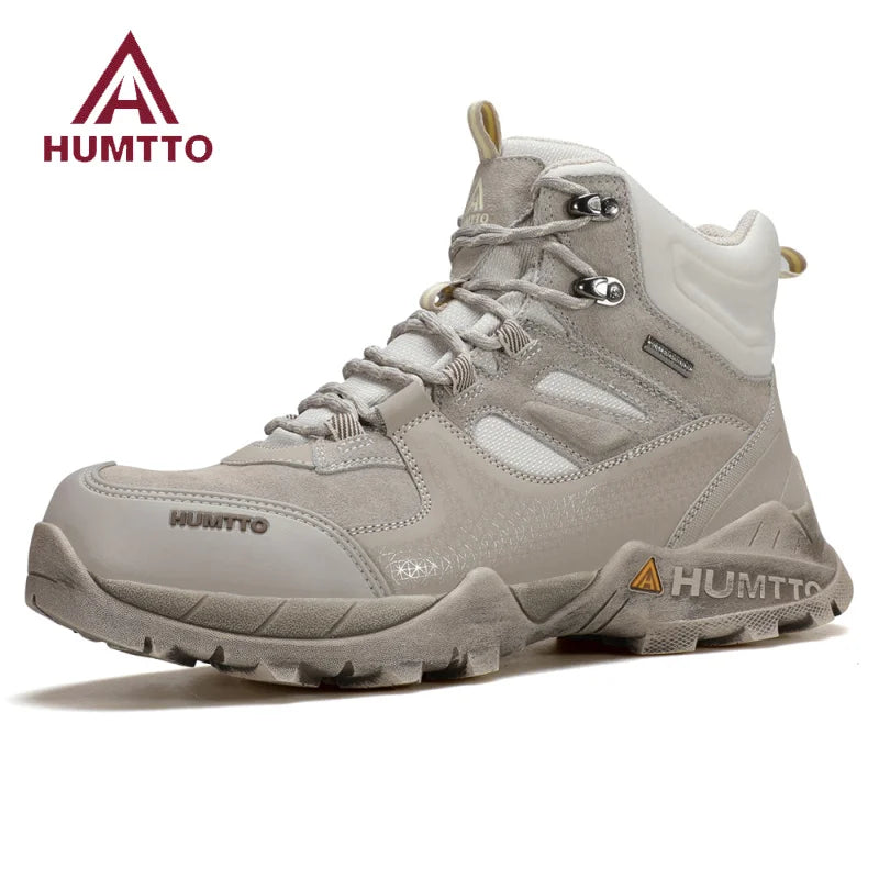 Bottes de randonnée imperméables HUMTTO, chaussures de randonnée d'extérieur de luxe pour hommes, baskets d'escalade, bottines de sécurité en cuir pour hommes