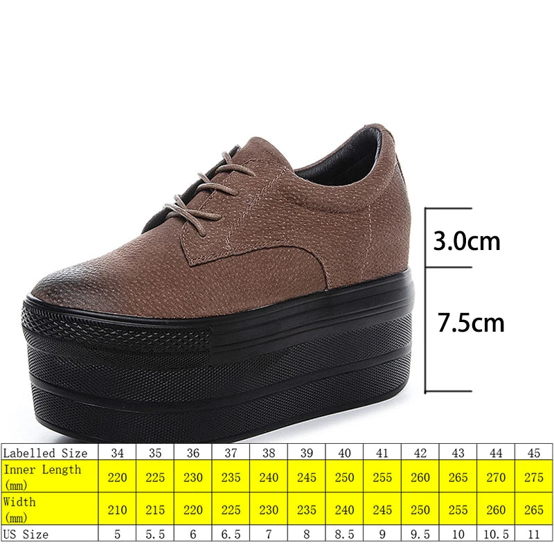 Fujin 10cm Genuine Suede Leather Height Increased Super High Heel Platform Casual Sports Super High Women Sneakers Shoes
