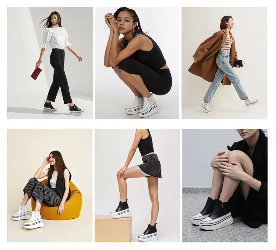 Fujin 10cm ROME Genuine Leather Support Stable Chelsea Booties Women Autumn Ankle Motorcycle Elastic Spring Arch Ladies Shoes