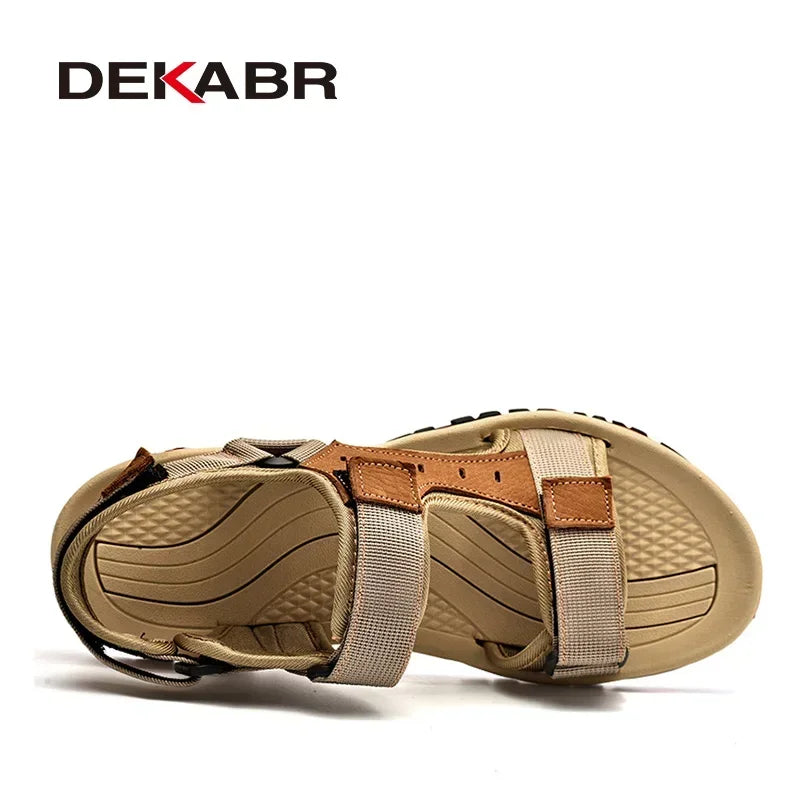 DEKABR Sandals For Men Outdoor Fashion Summer Men Shoes Genuine Leather Non-slip Beach Slip-On Daily Footwear Men Sandals