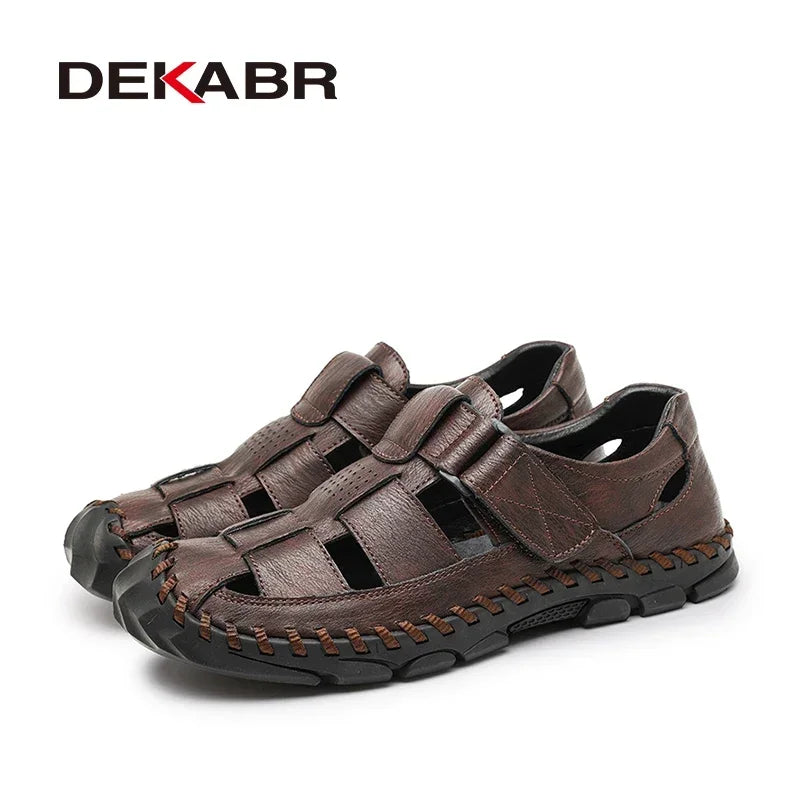 DEKABR Casual Shoes Men Sandals Leather Real Male Sandals Shoes Outdoor Mens Summer Sandals Fashion Comfortable Sandals