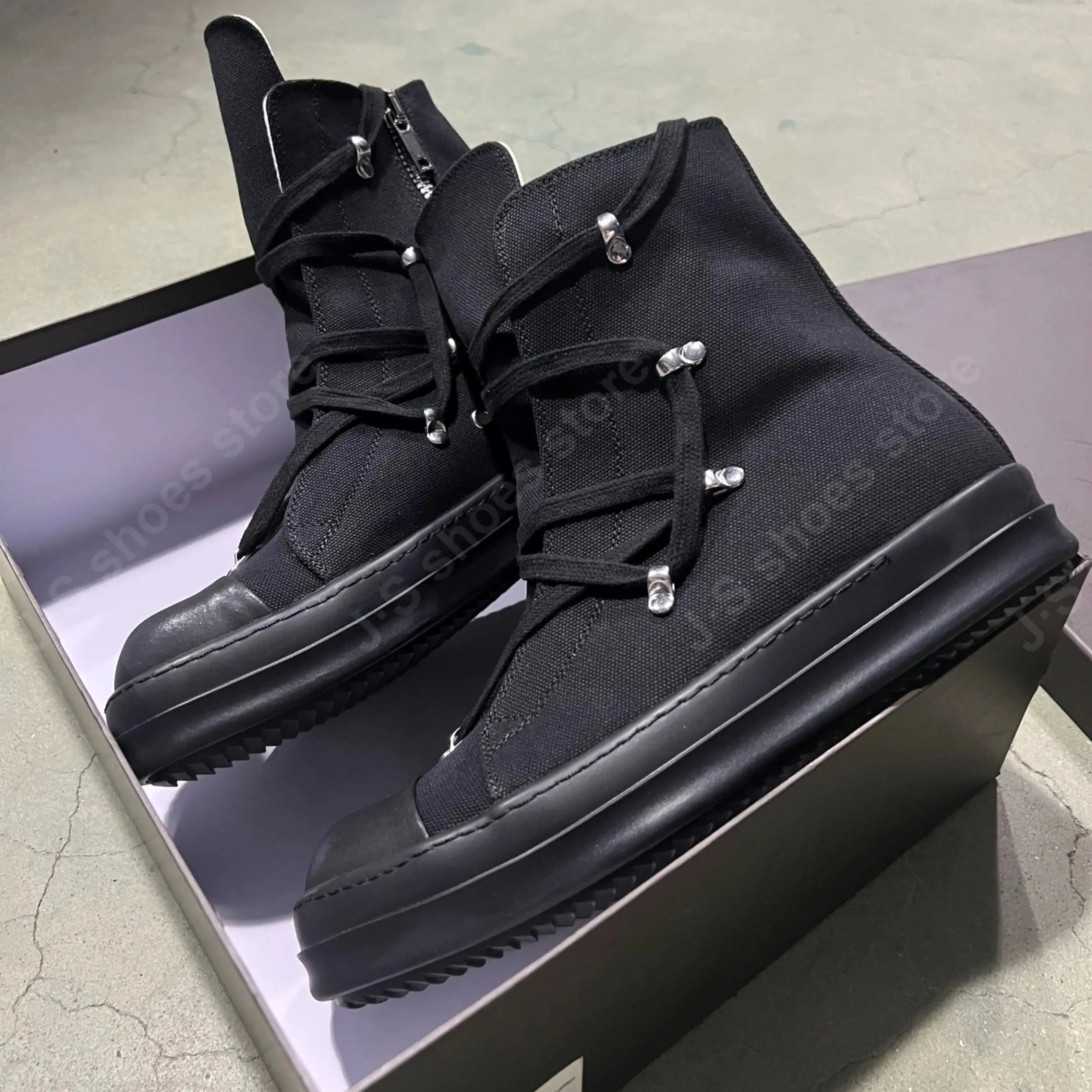R-o Designer Luxury Casual Shoes Men Ankle Boot Women Sneaker High Top Shoe Geobasket Lace-up Zipper Black Canvas Sneakers Boots