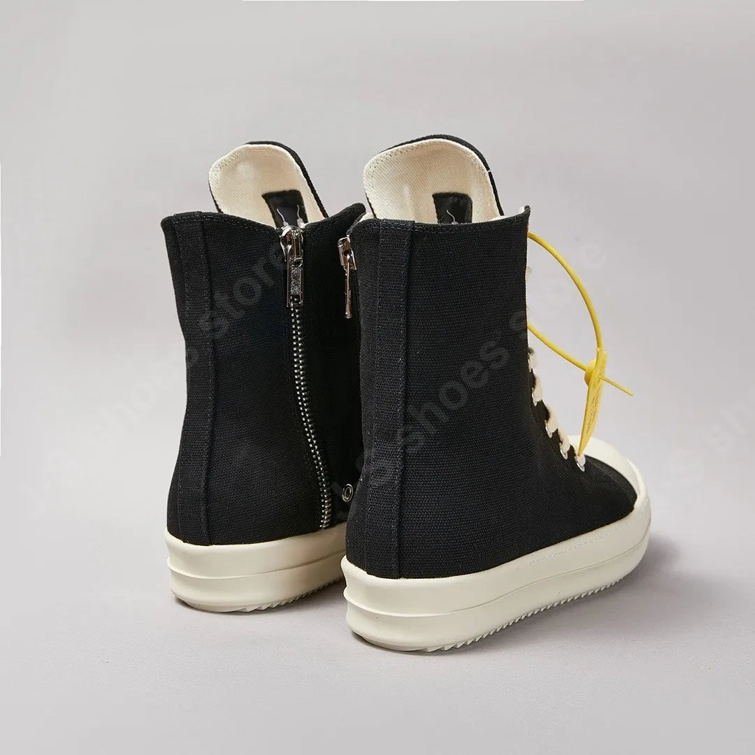 Classic Black Canvas Shoe Brand R-o Shoe Men High Top Shoes Women Casual Shoes Sneaker Luxury Ankle Boot Lace Up Flat Boots