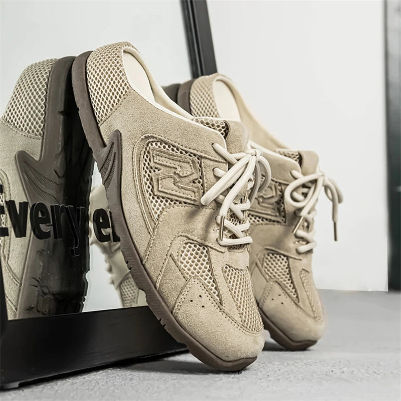 Men's Casual Half Slippers Breathable Casual Shoes for Men Fashion Lace Up Shoes Luxury Soft Sole Running Shoes Men Tenis Shoes