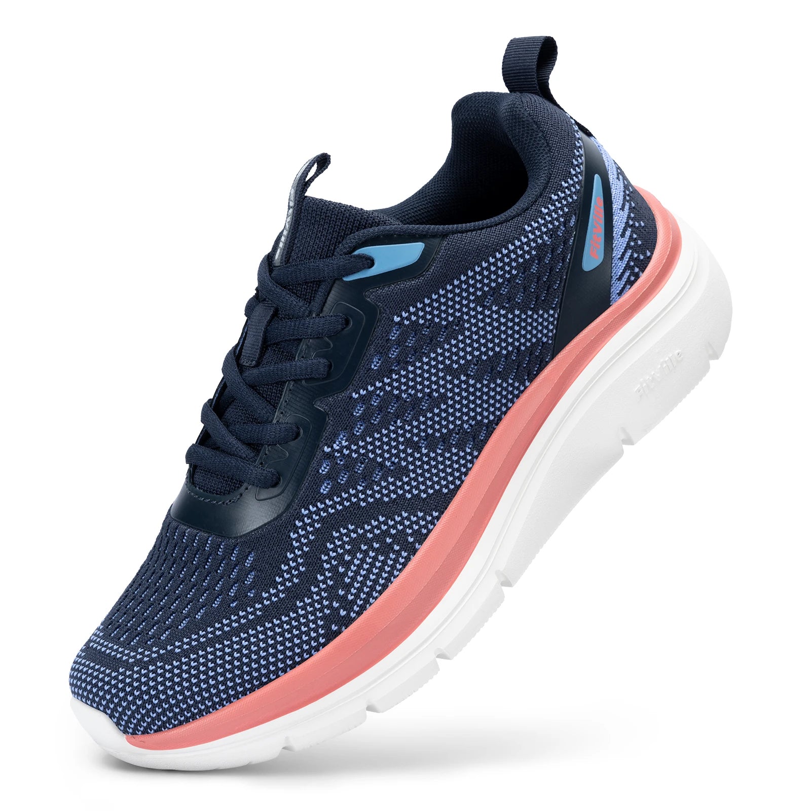 FitVille Lightweight Women's Sport Shoes Thick Sole Walking Shoes Extra Wide Sneakers Breathable for Swollen Feet Arch support