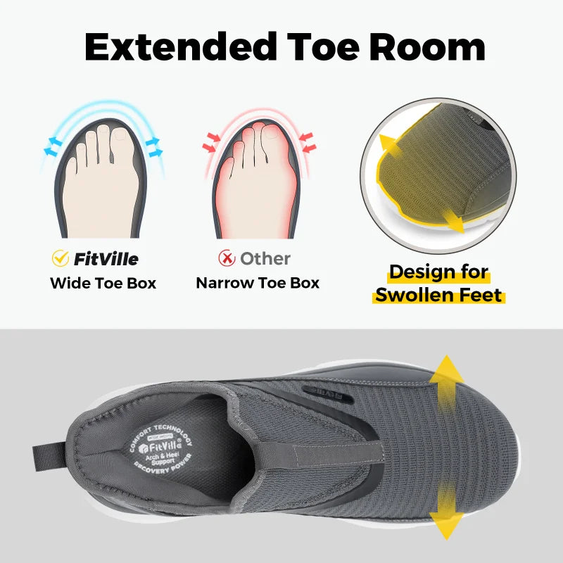Fitville Wide Men'S Sport Shoes Fitness Walking Shoes Lightweight Breathable For Outdoor Casual Sports Running Shoes Sneaker