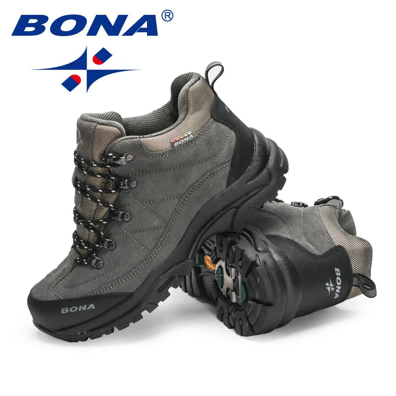 BONA  New Designers Non-slip Wear-resistant Breathable Hiking Shoes Men Outdoor High-quality Jogging Walking Shoe Mansculino