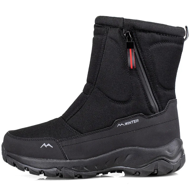 Bottes d'hiver pour hommes, grandes tailles, bottines chaudes en peluche, bottes de neige montantes anti-transpiration, baskets d'extérieur, chaussures d'hiver pour hommes