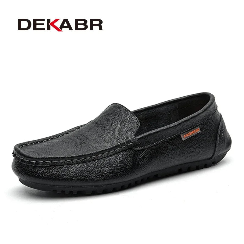 DEKABR Brand New Men Loafers Genuine Leather Flats Driving Casual Shoes Classic Comfortable Daily Working Fashion Men Shoes