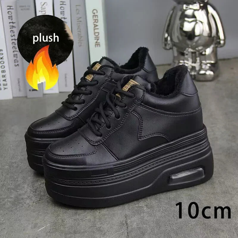 Fujin 8cm 10cm 12cm Synthetic Genuine Plush Platform Wedge Leather Autumn Spring Winter Boot Ankle 2024  Women High Brand Shoes