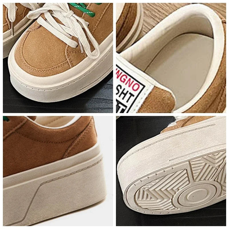 Fujin 5cm Genuine Leather Autumn Vulcanize High Brand Comfy Chunky Sneaker Women Platform Wedge Vulcanize Spring Flats Shoes