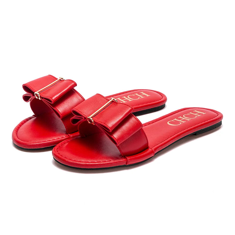 Slippers high quality PU flat women's shoes red shoes luxury brand new listing