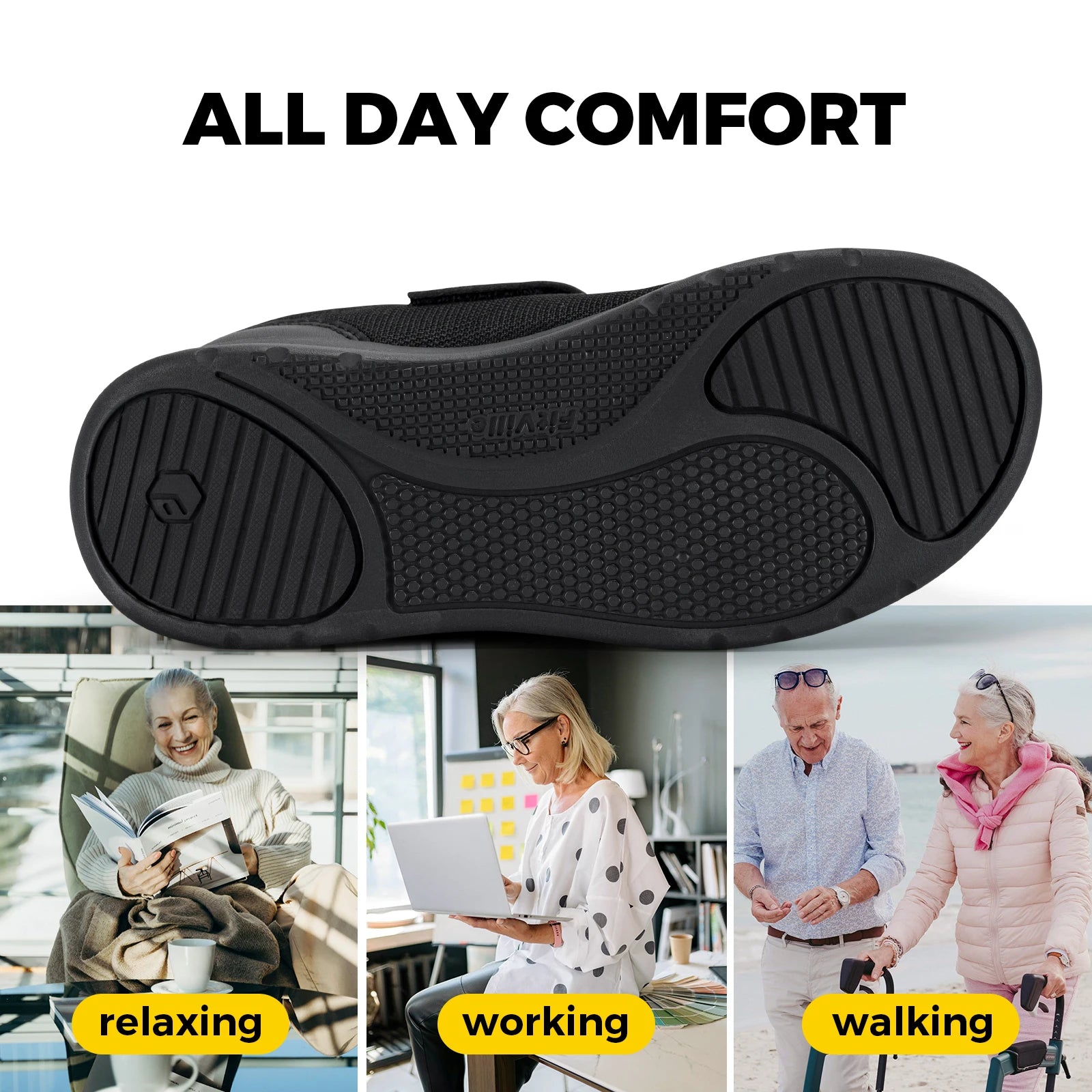 Fitville Wide Width Women's Diabetic Shoes Walking Shoes Casual Breathable for Elderly Swollen Feet Foot Pain Relief Neuropathy