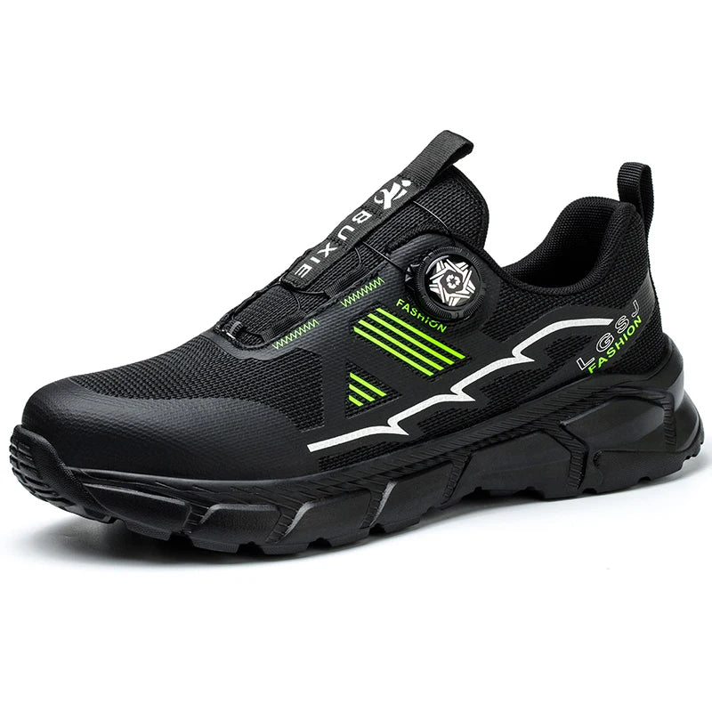 Lightweight Breathable Rotary Buckle Work Sneakers Protective Shoes Safety Industrial Puncture-Proof Anti-smash Steel Toe Shoes