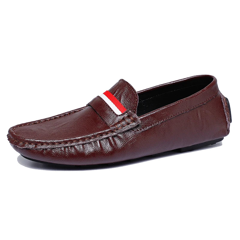 STRONGSHEN Men Shoes Slip on Flats Moccasins Mens Breathable Casual Leather Shoes Luxury Brand Loafers Driving Shoes for Men